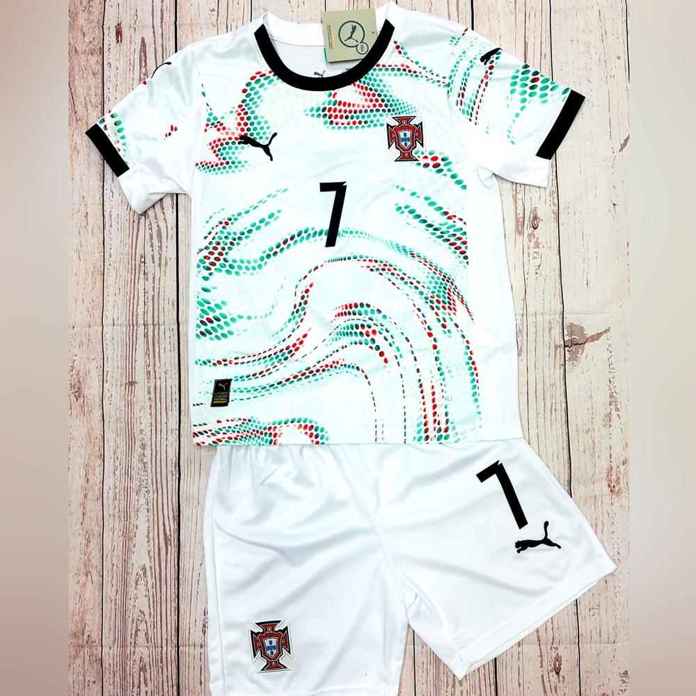 Youth Ronaldo Portugal Kit Jersey + Shorts Kids Soccer Sets (LARGE) Age 10-12